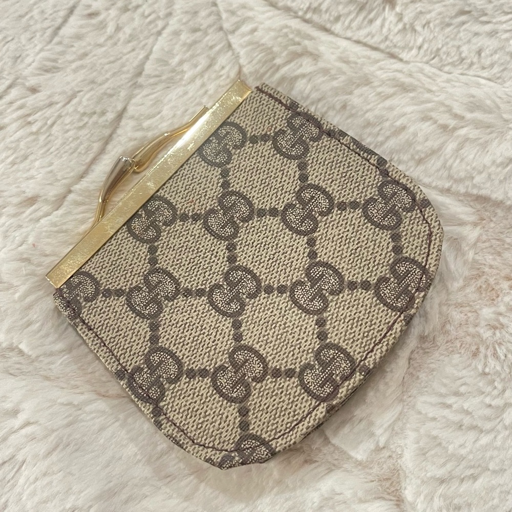 Gucci Gold and Brown Patterned Clutch